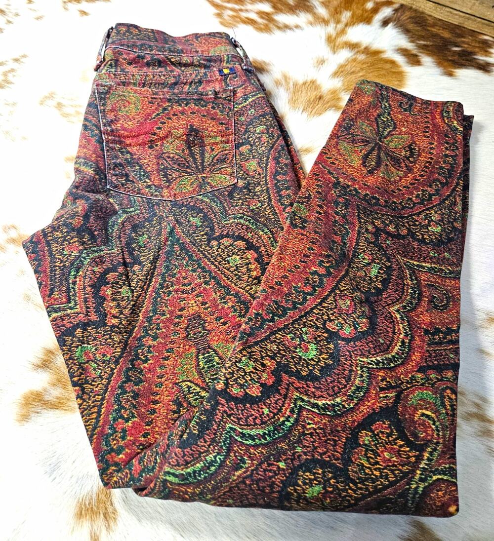 Lucky Brand Charlie Skinny Jeans Womens 4 / 27 Paisley Tapestry Boho
